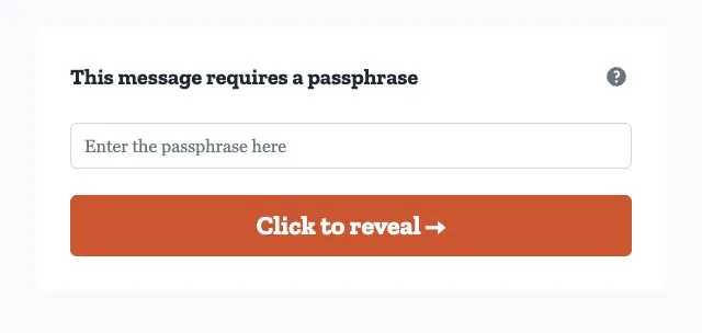 Passphrase prompt with an empty entry field above the Click to reveal button.
